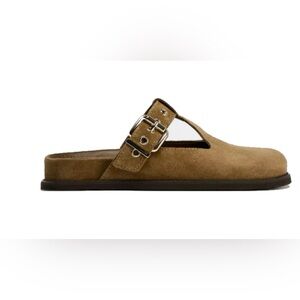 Zara Women's Tan Suede Slip-On Sandals